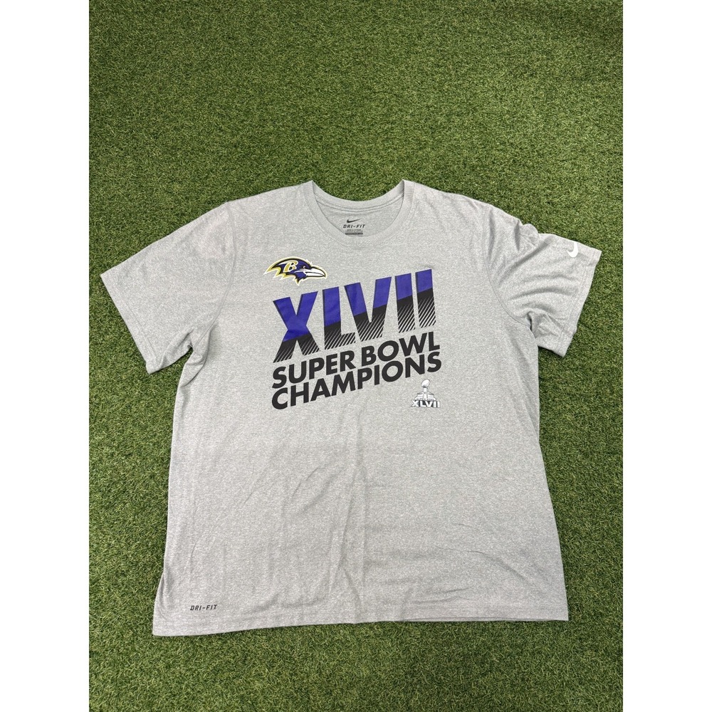 Baltimore Ravens Nike Dri-Fit Men's Shirt XL Gray Super Bowl XLVII Champions - Picture 1 of 7